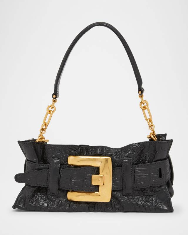 Anthem Mini Shoulder Bag in Croc-Embossed Leather